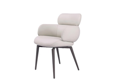 Light Gray and Black Faux Leather and Metal Dining Arm Chair HomeRoots