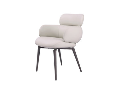 Light Gray and Black Faux Leather and Metal Dining Arm Chair HomeRoots