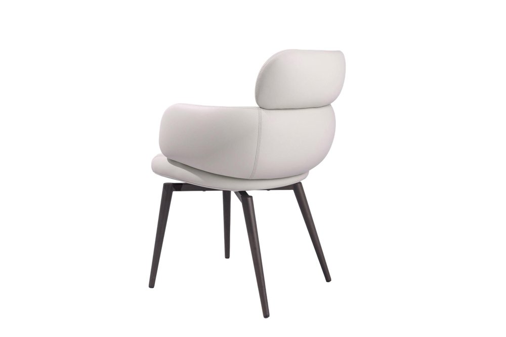 Light Gray and Black Faux Leather and Metal Dining Arm Chair HomeRoots