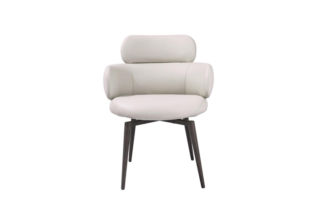 Light Gray and Black Faux Leather and Metal Dining Arm Chair HomeRoots
