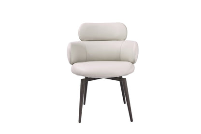 Light Gray and Black Faux Leather and Metal Dining Arm Chair HomeRoots