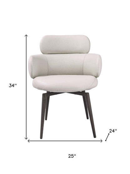 Light Gray and Black Faux Leather and Metal Dining Arm Chair HomeRoots