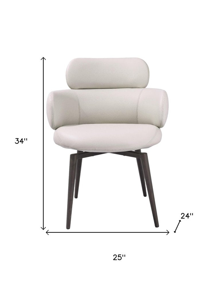 Light Gray and Black Faux Leather and Metal Dining Arm Chair HomeRoots