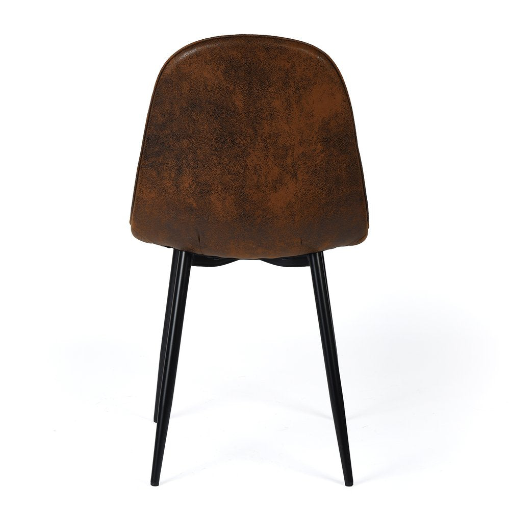 Set of Four Espresso and Black Faux Suede and Steel Dining Side Chairs HomeRoots