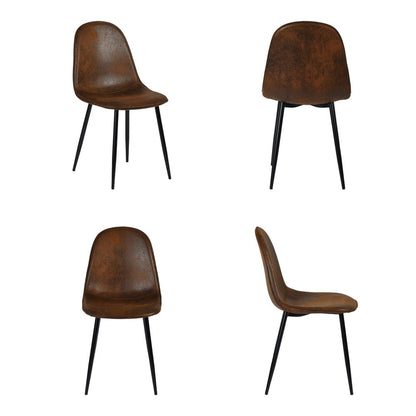 Set of Four Espresso and Black Faux Suede and Steel Dining Side Chairs HomeRoots