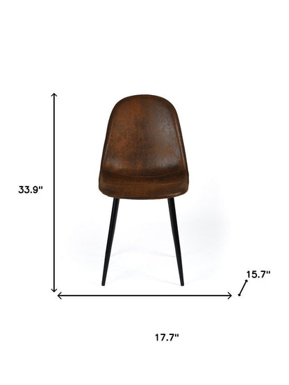 Set of Four Espresso and Black Faux Suede and Steel Dining Side Chairs HomeRoots