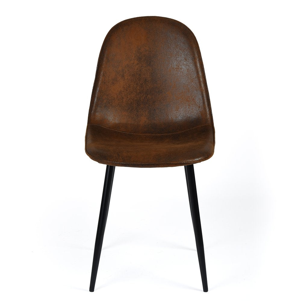 Set of Four Espresso and Black Faux Suede and Steel Dining Side Chairs HomeRoots