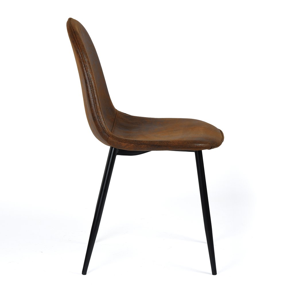 Set of Four Espresso and Black Faux Suede and Steel Dining Side Chairs HomeRoots