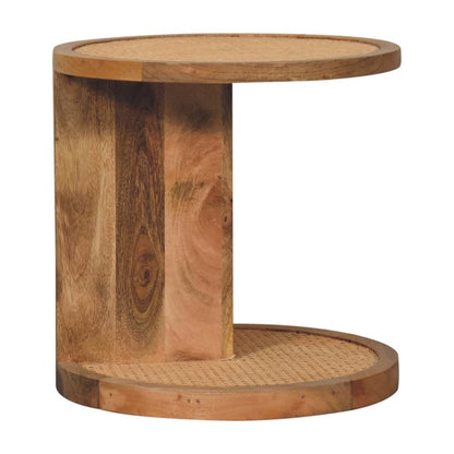 18" Brown Rattan and Solid Wood Round End Table HomeRoots