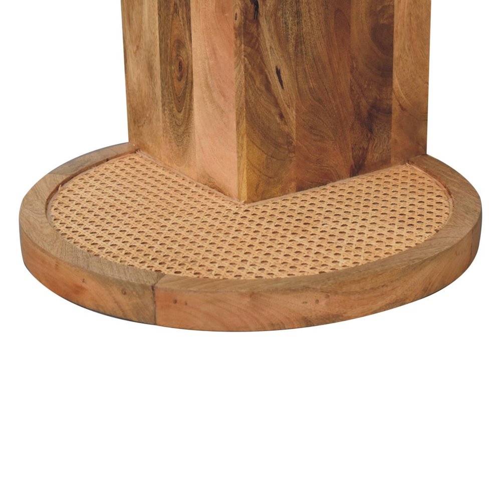 18" Brown Rattan and Solid Wood Round End Table HomeRoots