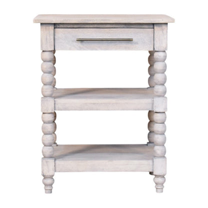 28" Brown and White Solid Wood End Table With Drawer And Two Shelves HomeRoots