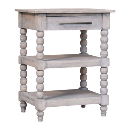 28" Brown and White Solid Wood End Table With Drawer And Two Shelves HomeRoots