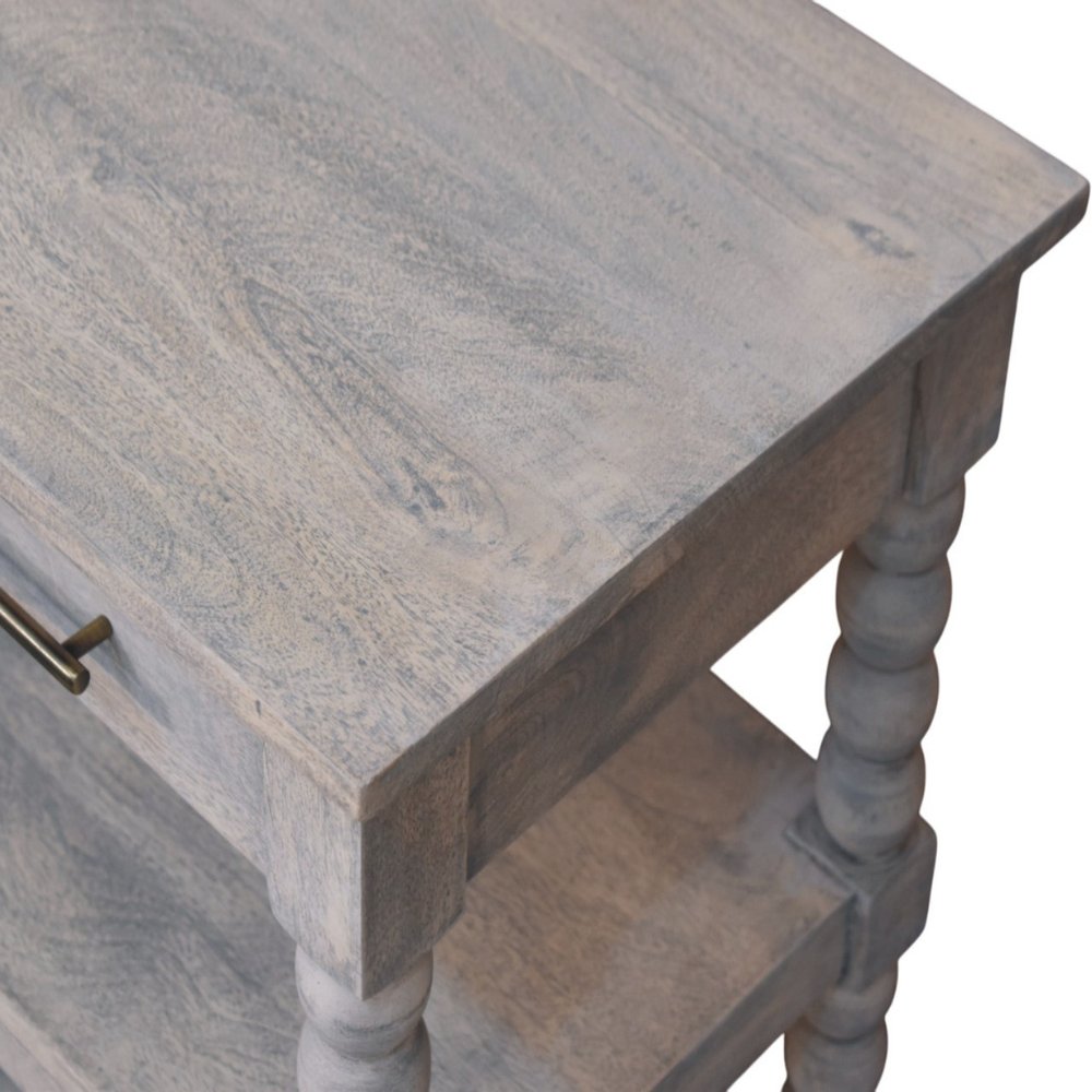 28" Brown and White Solid Wood End Table With Drawer And Two Shelves HomeRoots