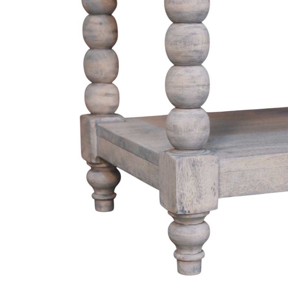 28" Brown And White Distressed Solid Wood End Table With Drawer And Two Shelves — view 6