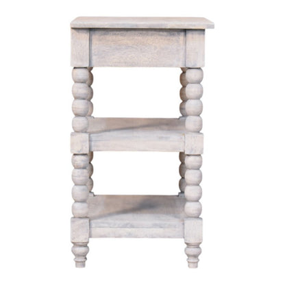 28" Brown and White Solid Wood End Table With Drawer And Two Shelves HomeRoots