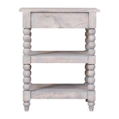 28" Brown and White Solid Wood End Table With Drawer And Two Shelves HomeRoots