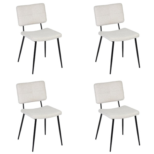 Set of Four Beige and Black Fabric and Steel Dining Side Chairs HomeRoots