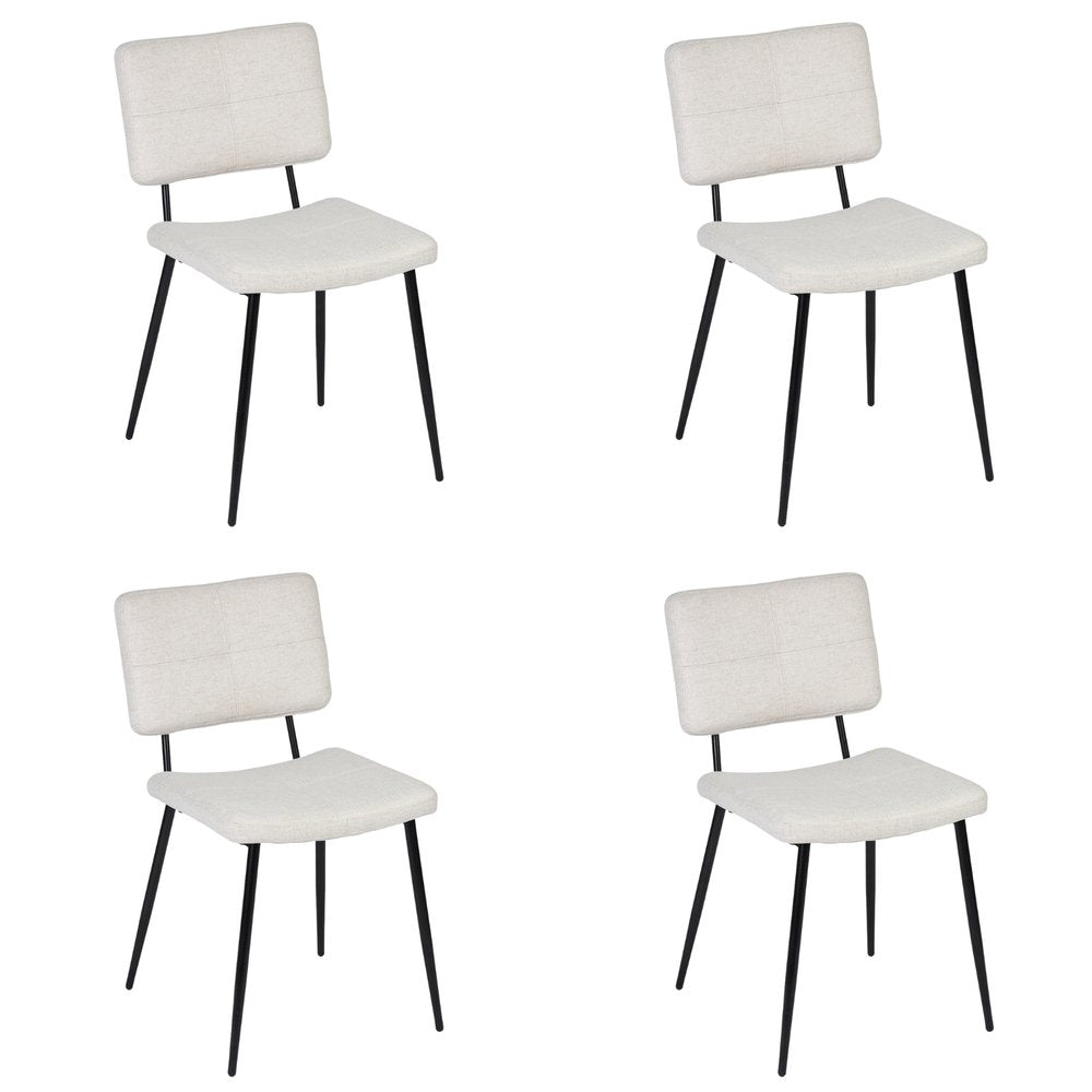 Set of Four Beige and Black Fabric and Steel Dining Side Chairs HomeRoots