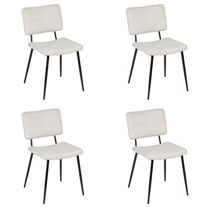 Set of Four Beige and Black Fabric and Steel Dining Side Chairs HomeRoots