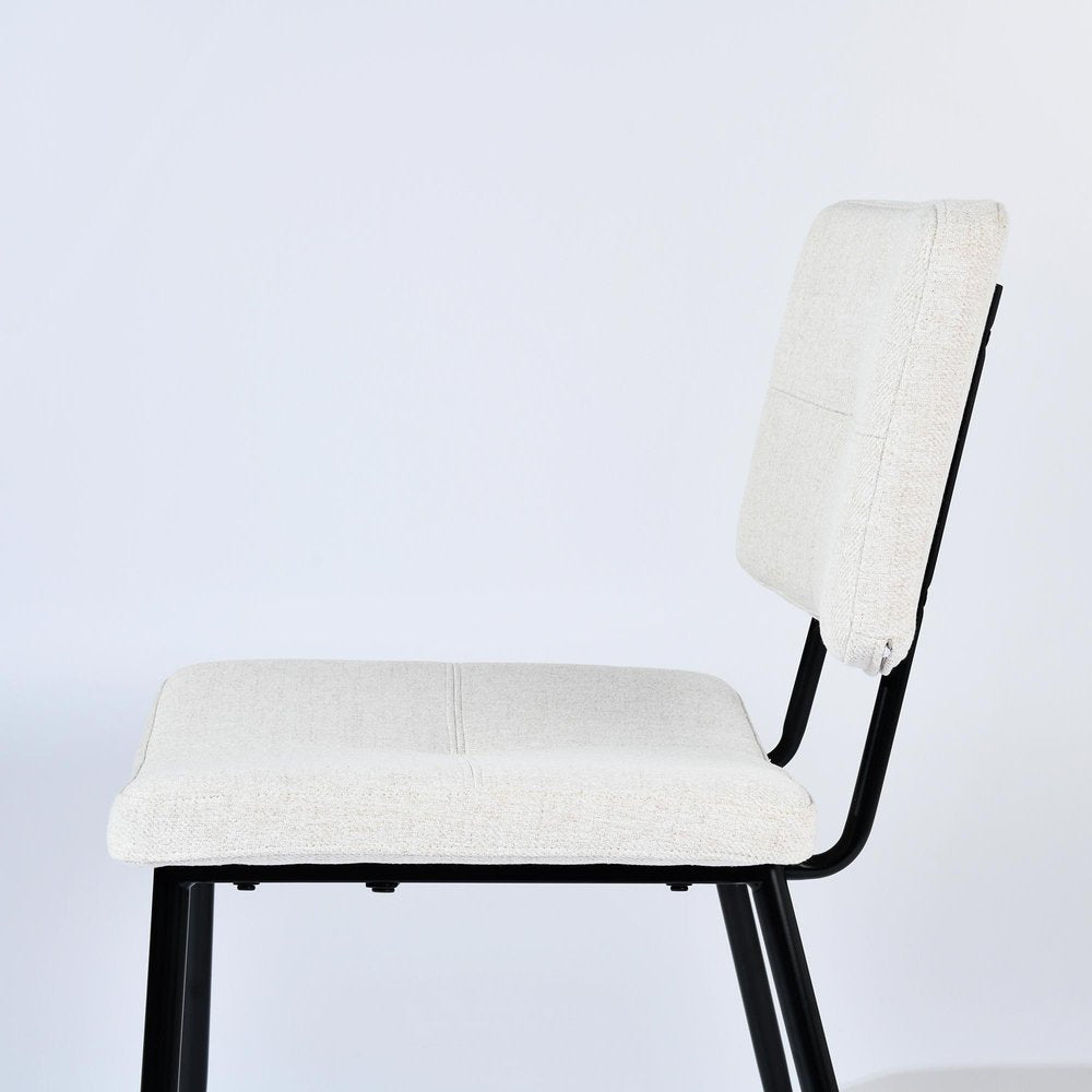 Set of Four Beige and Black Fabric and Steel Dining Side Chairs HomeRoots