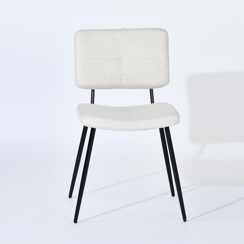 Set of Four Beige and Black Fabric and Steel Dining Side Chairs HomeRoots