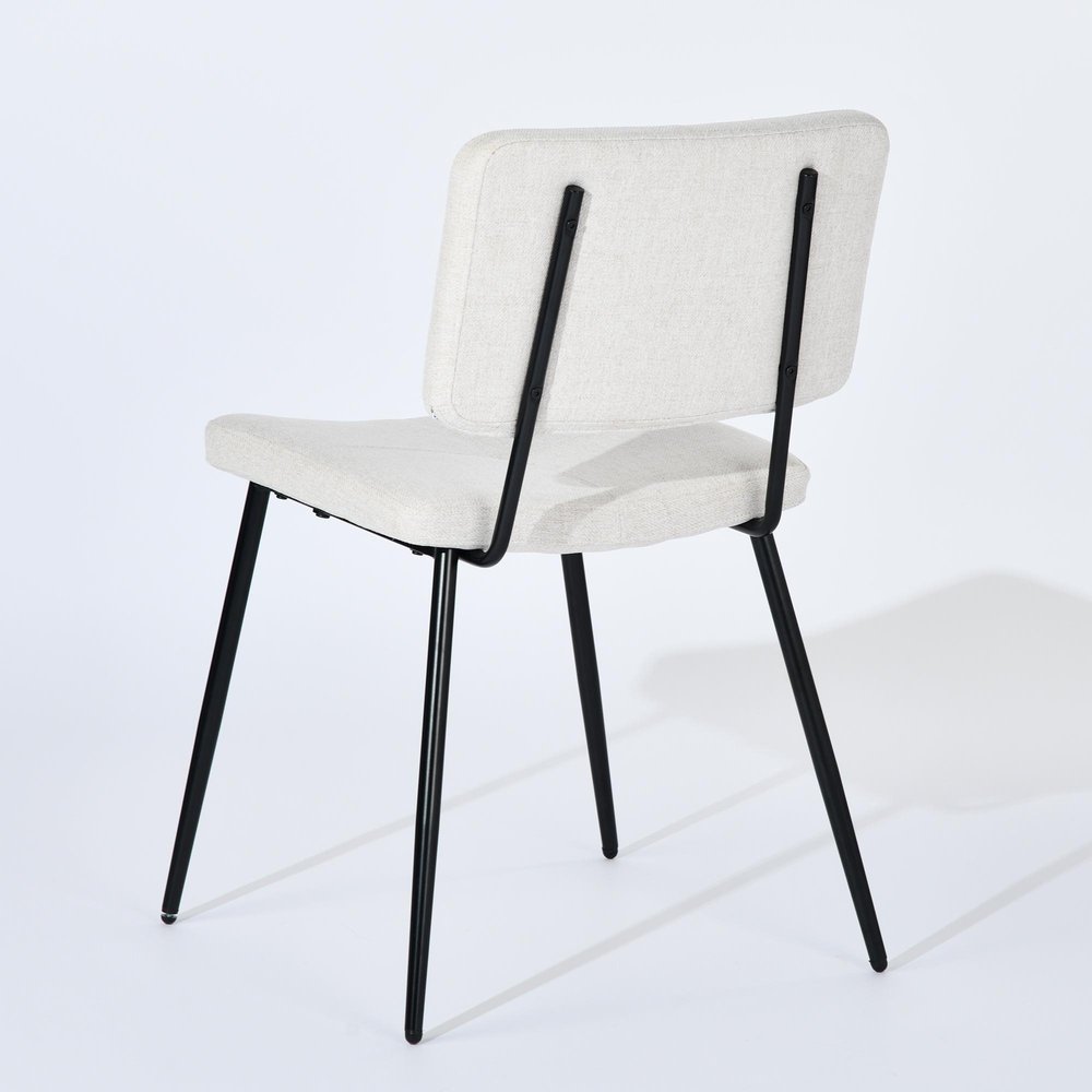 Set of Four Beige and Black Fabric and Steel Dining Side Chairs HomeRoots