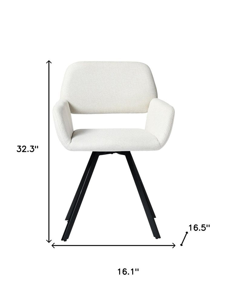 Set of Two Beige and Black Fabric and Steel Dining Arm Chairs — view 10