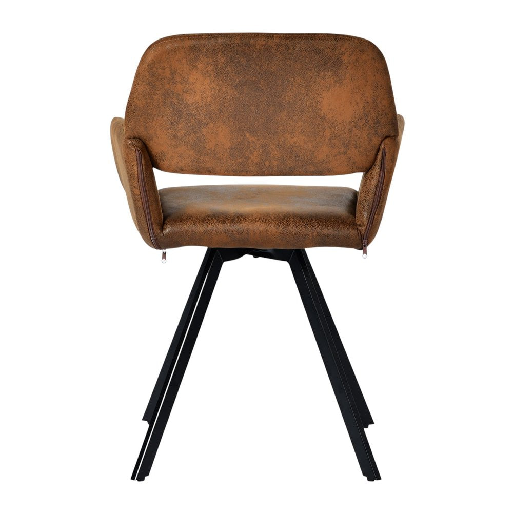 Set of Two Espresso and Black Faux Suede and Steel Dining Arm Chairs HomeRoots