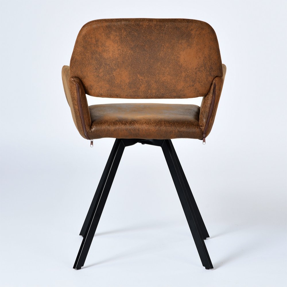 Set of Two Espresso and Black Faux Suede and Steel Dining Arm Chairs HomeRoots