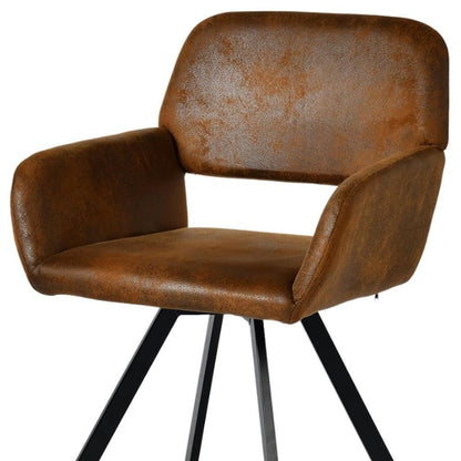 Set of Two Espresso and Black Faux Suede and Steel Dining Arm Chairs HomeRoots