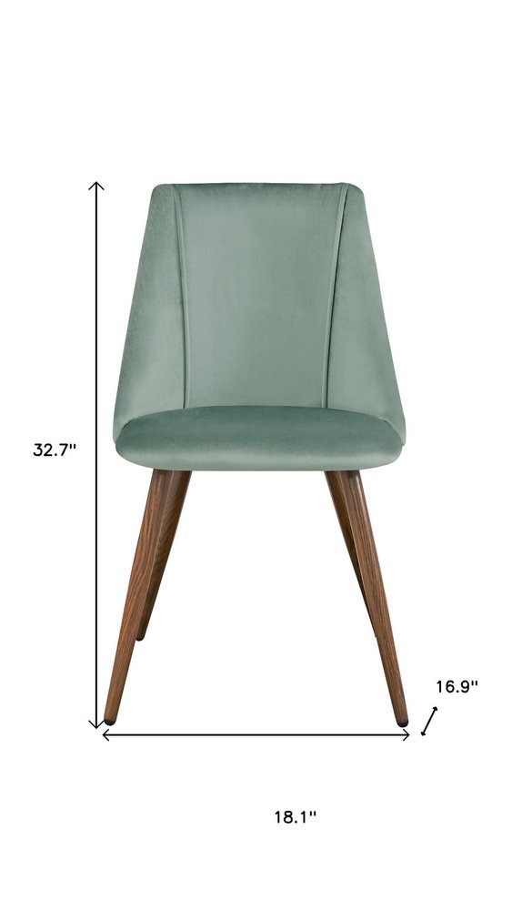 Set of Two Green and Brown Velvet and Steel Dining Side Chairs HomeRoots