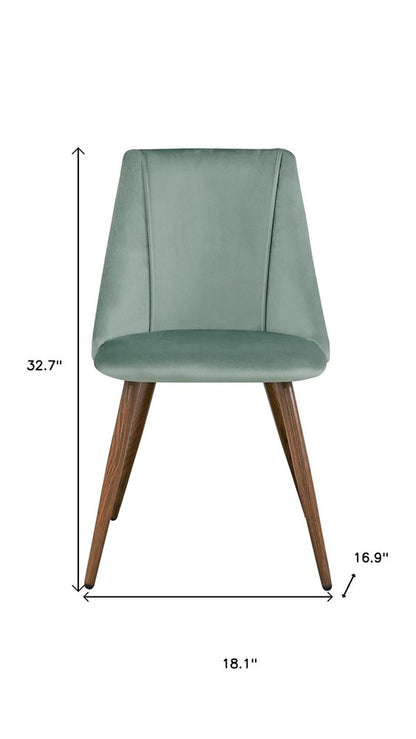 Set of Two Green and Brown Velvet and Steel Dining Side Chairs HomeRoots