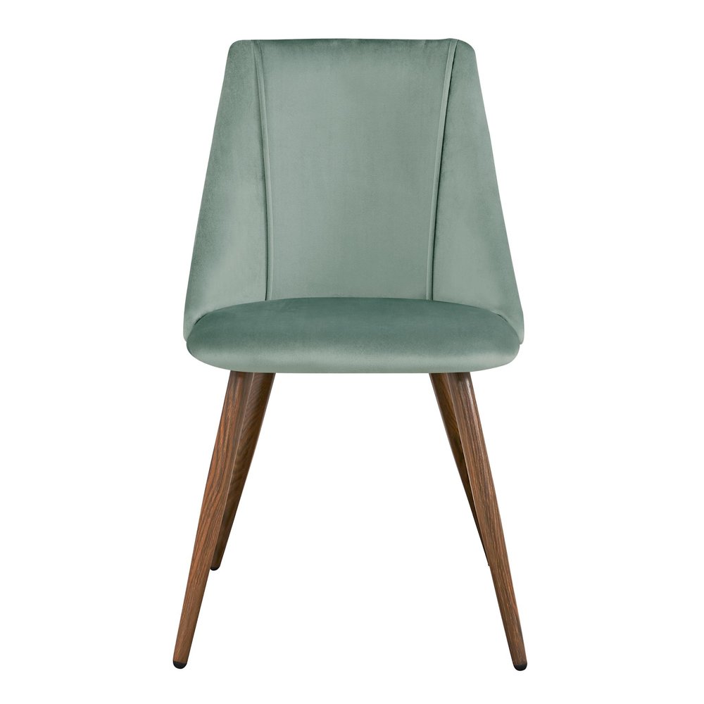 Set of Two Green and Brown Velvet and Steel Dining Side Chairs HomeRoots