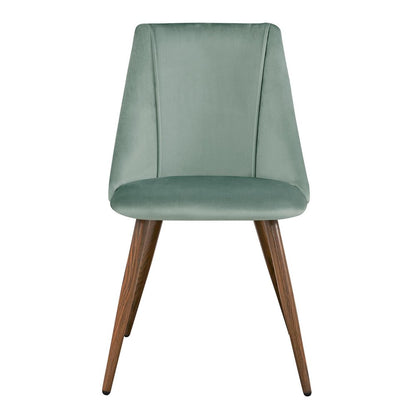 Set of Two Green and Brown Velvet and Steel Dining Side Chairs HomeRoots