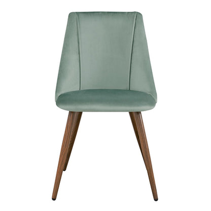 Set of Two Green and Brown Velvet and Steel Dining Side Chairs HomeRoots