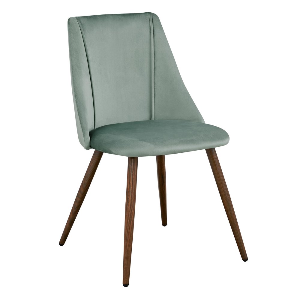 Set of Two Green and Brown Velvet and Steel Dining Side Chairs HomeRoots