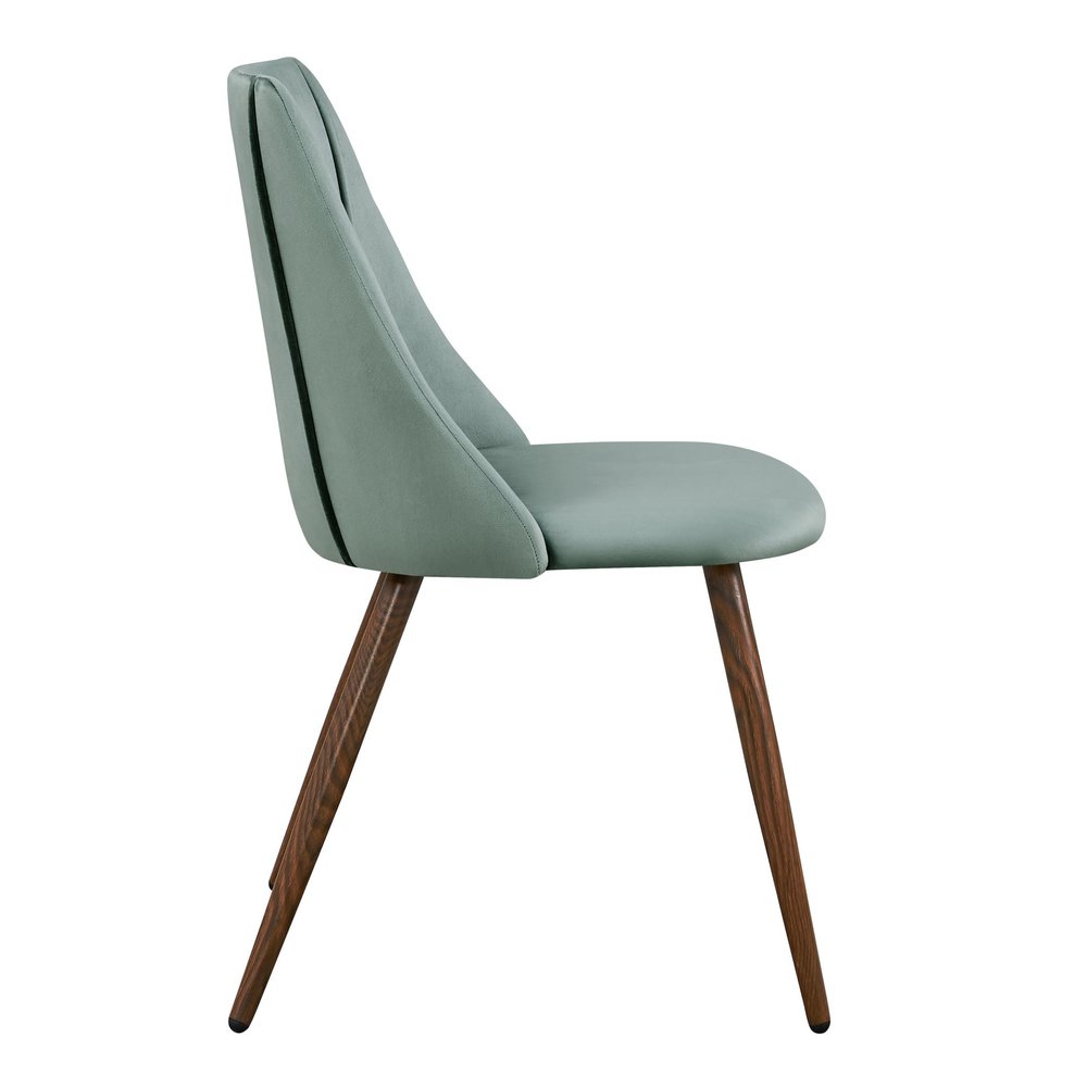 Set of Two Green and Brown Velvet and Steel Dining Side Chairs HomeRoots