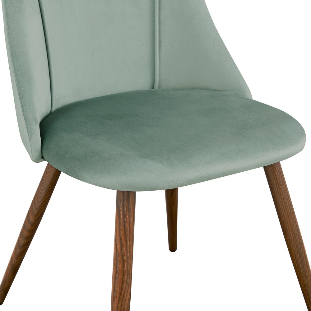 Set of Two Green and Brown Velvet and Steel Dining Side Chairs HomeRoots