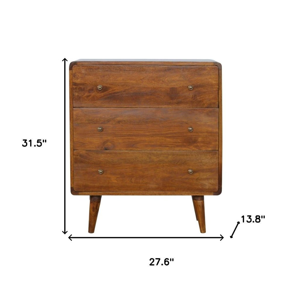 28" Brown Solid Wood Three Drawer Sideboard HomeRoots