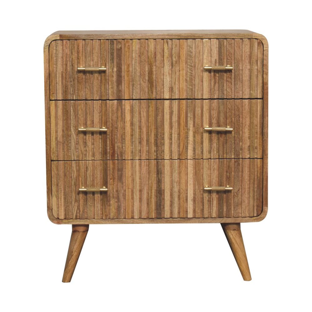 28" Brown Solid Wood Three Drawer Sideboard HomeRoots