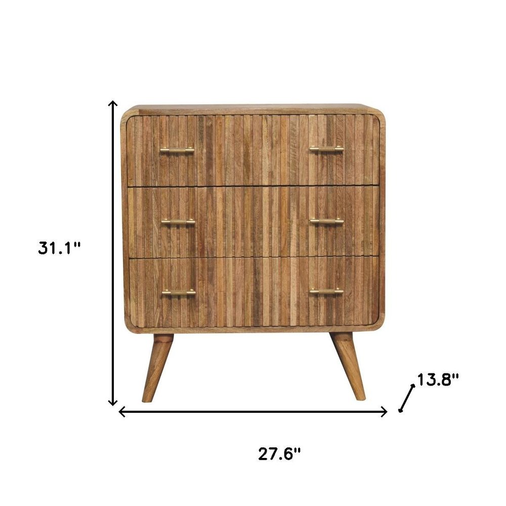 28" Brown Solid Wood Three Drawer Sideboard HomeRoots