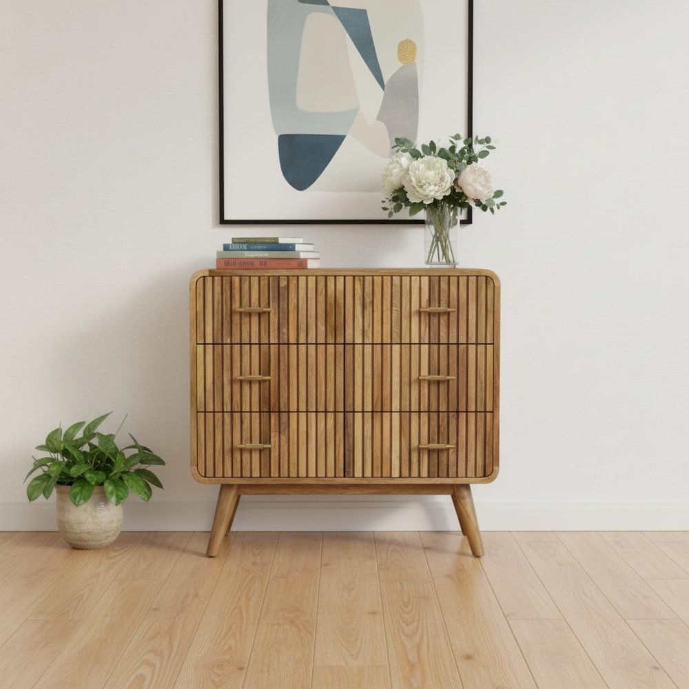 28" Brown Solid Wood Three Drawer Sideboard HomeRoots
