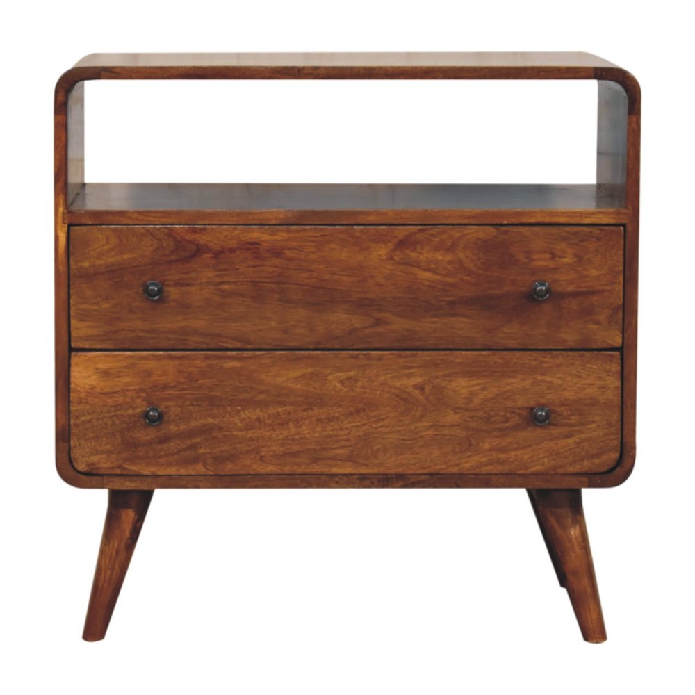 28" Brown Solid Wood Two Drawer Sideboard HomeRoots