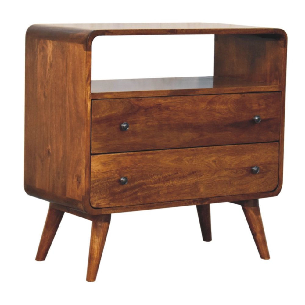 28" Brown Solid Wood Two Drawer Sideboard HomeRoots