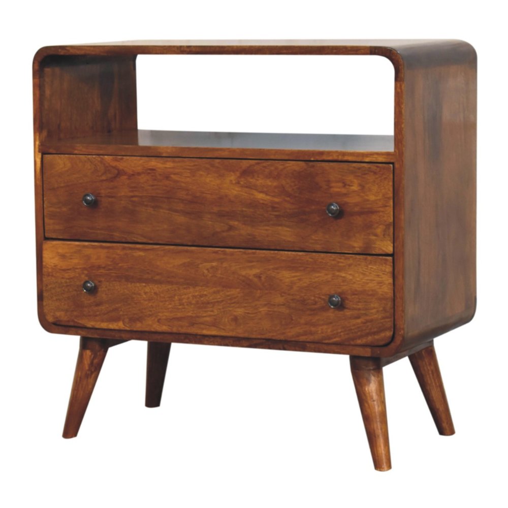 28" Brown Solid Wood Two Drawer Sideboard HomeRoots