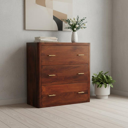 32" Brown Solid Wood Three Drawer Sideboard HomeRoots