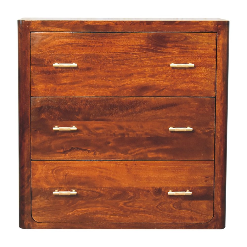 32" Brown Solid Wood Three Drawer Sideboard HomeRoots