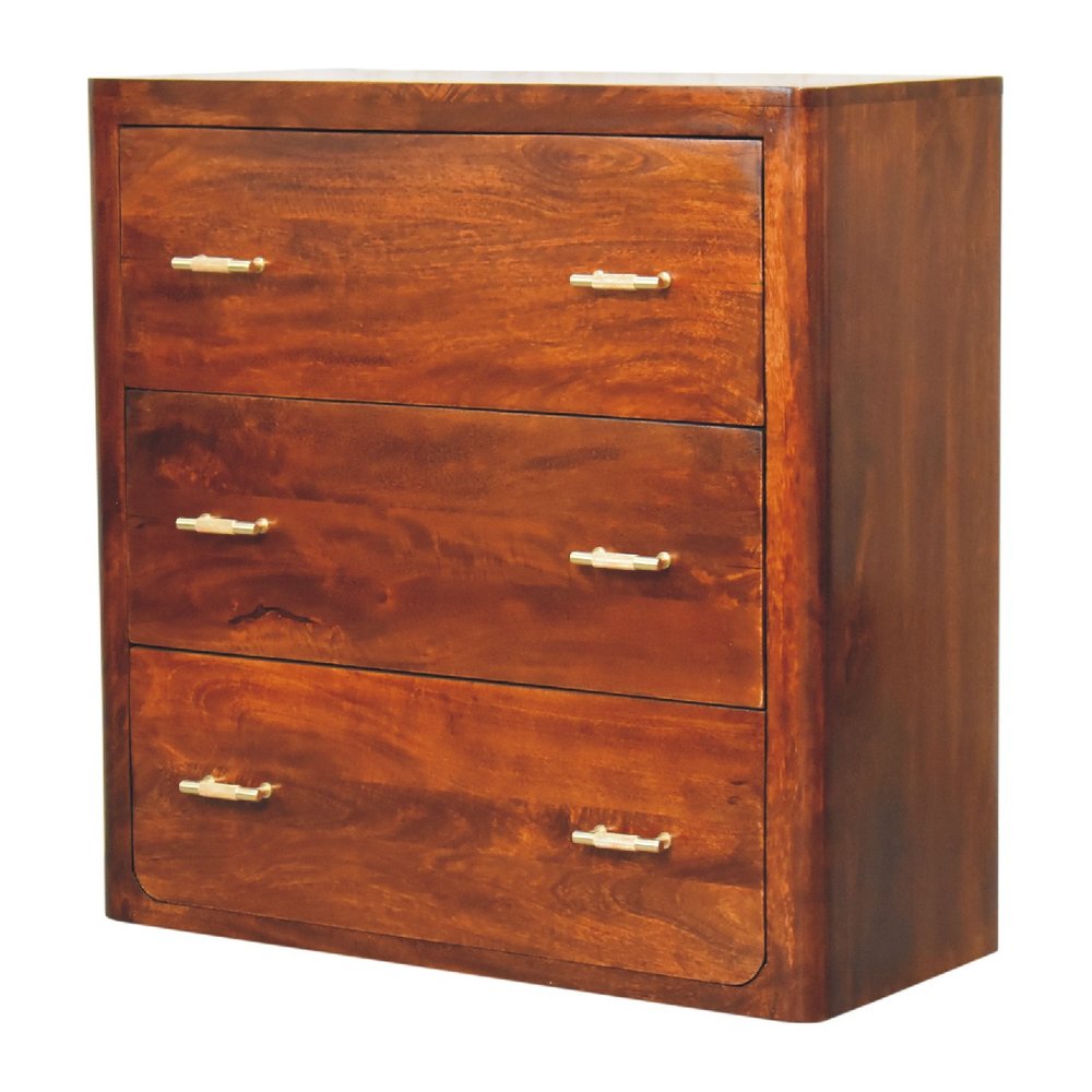 32" Brown Solid Wood Three Drawer Sideboard HomeRoots