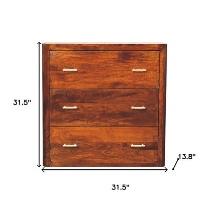 32" Brown Solid Wood Three Drawer Sideboard HomeRoots