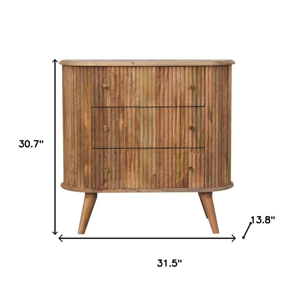 32" Brown Solid Wood Three Drawer Sideboard HomeRoots